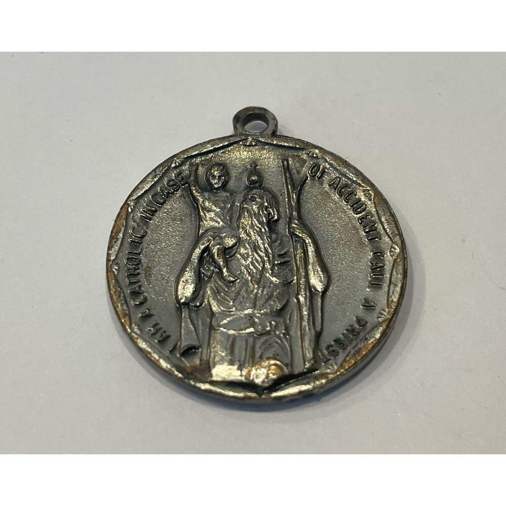 Vintage Catholic Religious Charm “ Saint Anthony Guard, Call Priest Accident “